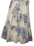 1.STATE Tropical Toile Print Tiered Maxi Shirtdress White Blue