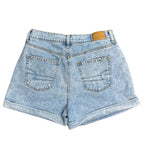 American Eagle Pleated Denim Mom Shorts Light Blue