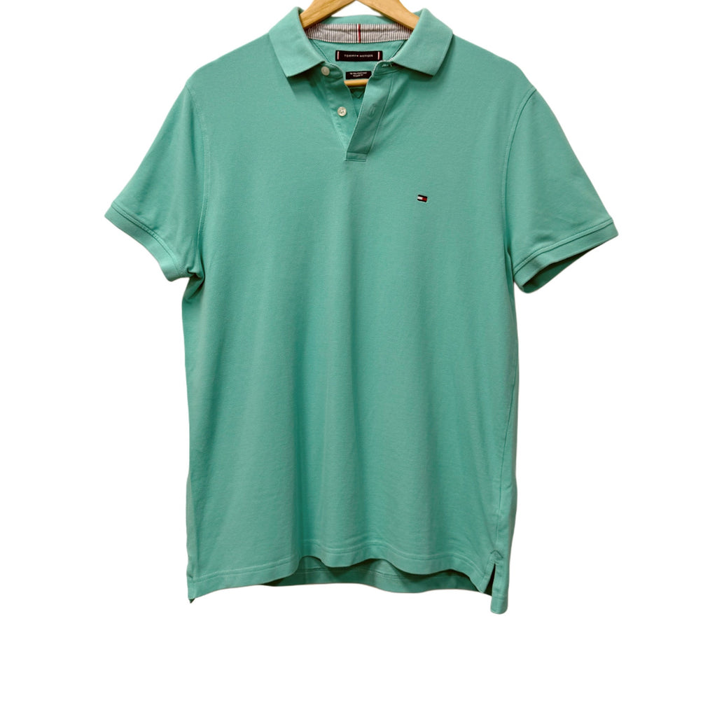 Tommy Hilfiger light blue men's polo in size L