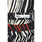 Zebra Print Pleated Midi Skirt Black White Red Zara