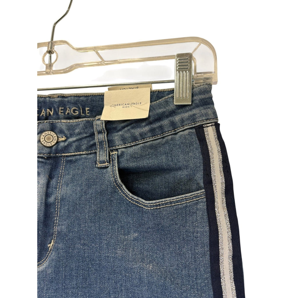 American Eagle Kids Skinny Jeans Medium Blue Side Stripe