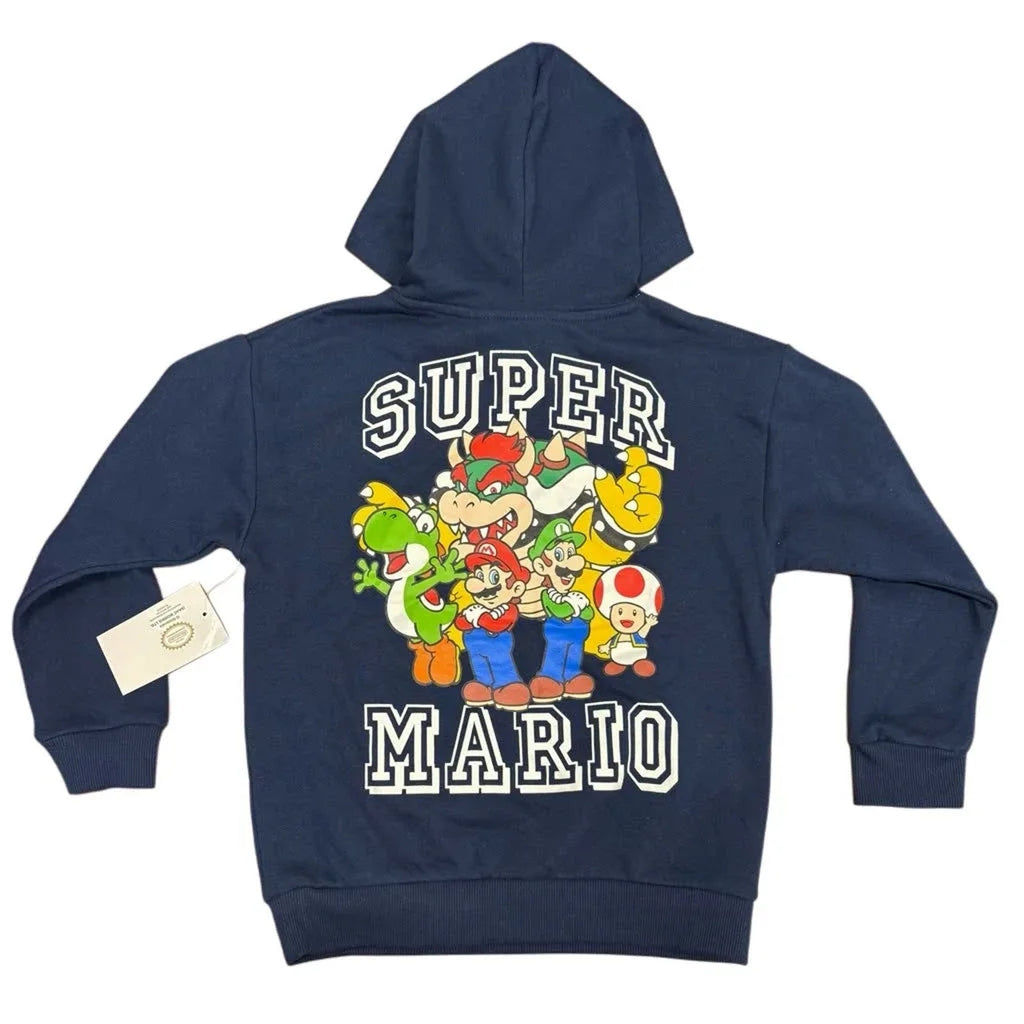 Super Mario Character Pullover Hoodie Navy Blue