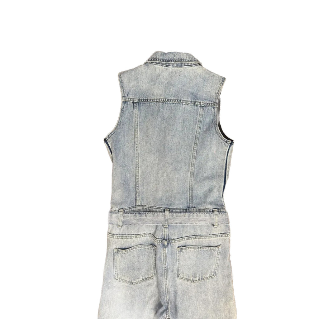 Fashion Nova Sleeveless Denim Jumpsuit Light Blue XS