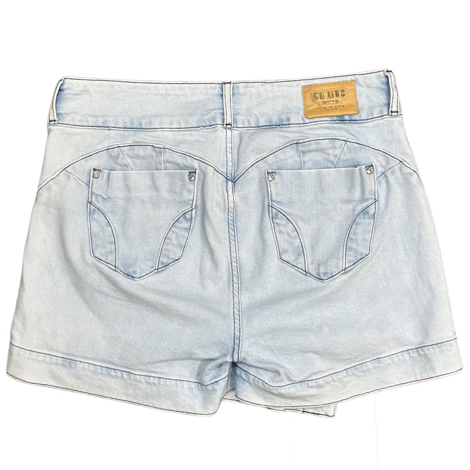Online Jeans Light Wash Distressed Denim Mini Skort Size 10