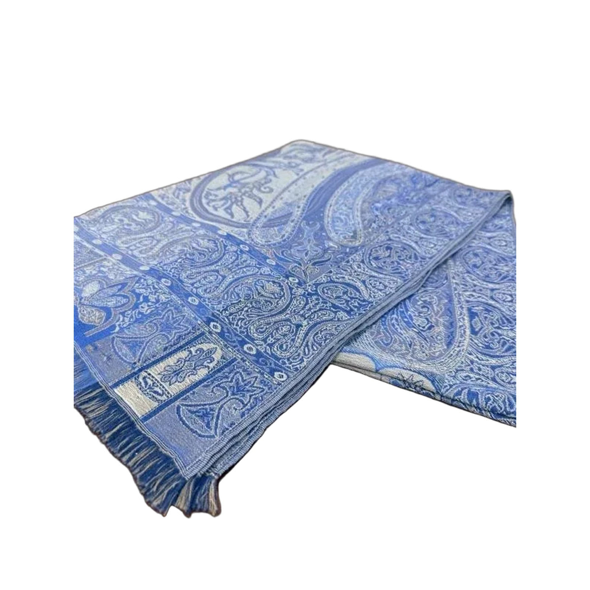 Naturally Knotty Paisley Silk Wool Blend Fringe Scarf