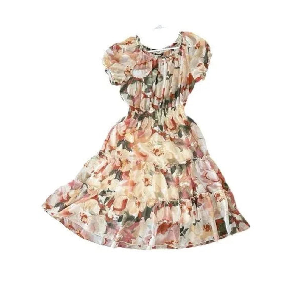 Kate and Lily Floral Chiffon Off-Shoulder Mini Dress