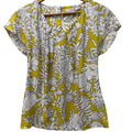 Boden Yellow Floral Silk Blend Blouse Women Size US 2 Lightweight Short Sleeve Top