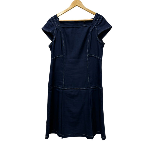 Brooks Brothers Linen Blend Cap-Sleeve Sheath Dress Navy