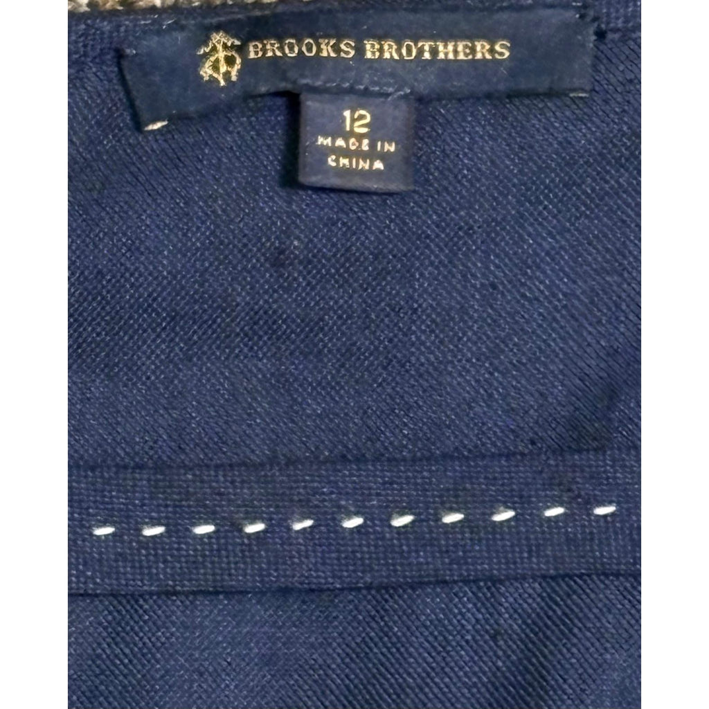 Brooks Brothers Linen Blend Cap-Sleeve Sheath Dress Navy