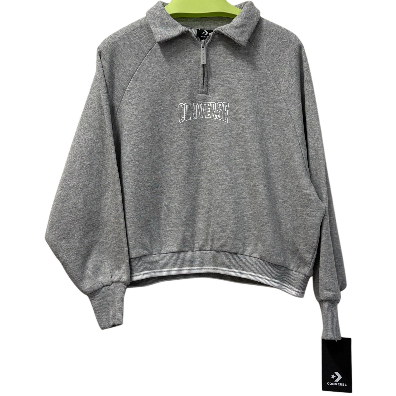 Converse Girls Quarter Zip Sweatshirt Gray Size 10–11 Years NWT