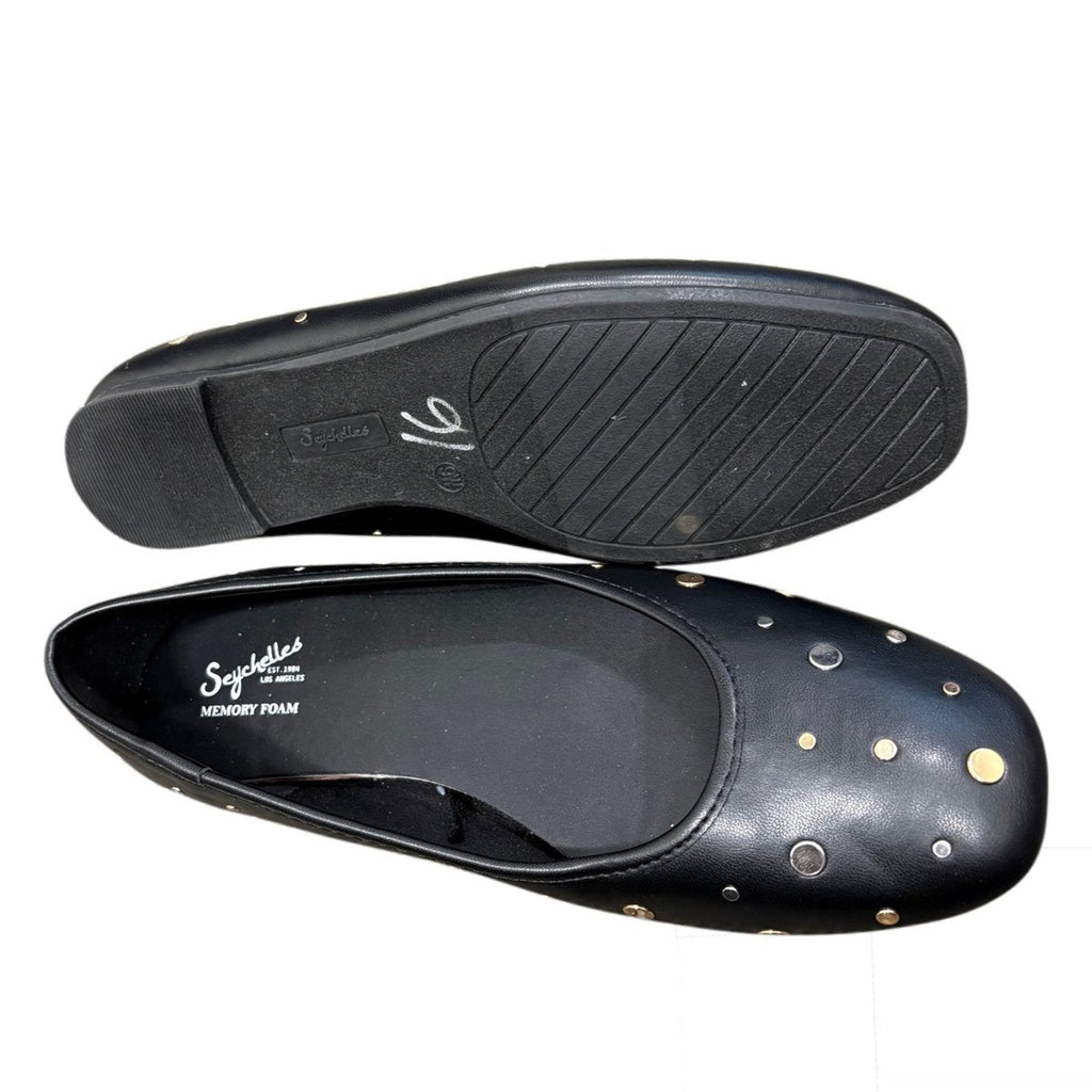 Seychelles Jamie Wides Black Studded Ballet Flats Size 9W