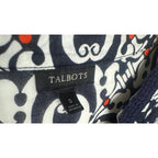 Talbots Medallion Print Long Sleeve Tunic Top Navy