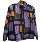 Drapers & Damons Petites Vintage Jacket Purple Black Gold Zip Front Size PL
