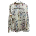 Haver & Blair Floral Satin Button-Down Blouse Cream