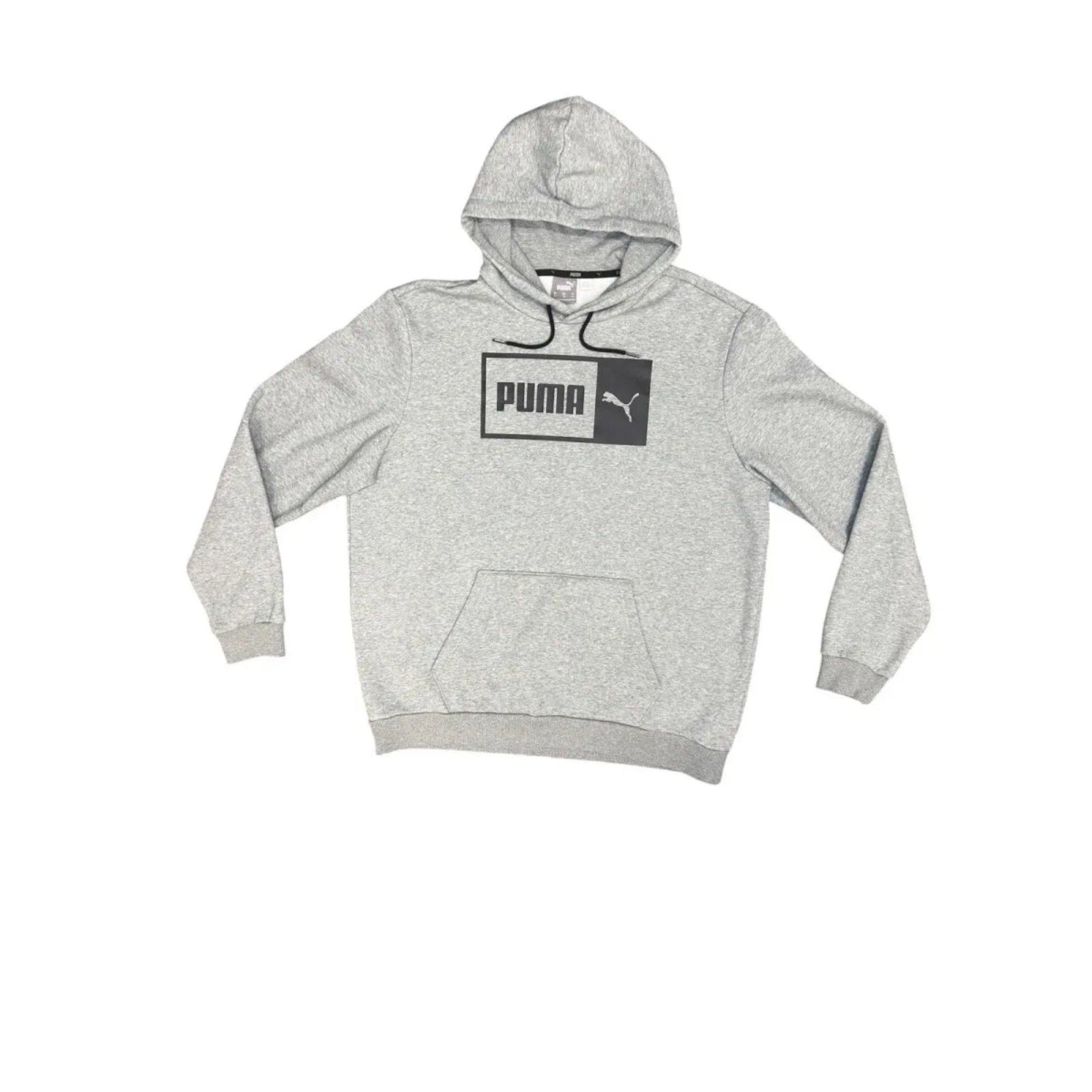 Puma Box Logo Pullover Hoodie Grey Heather XL