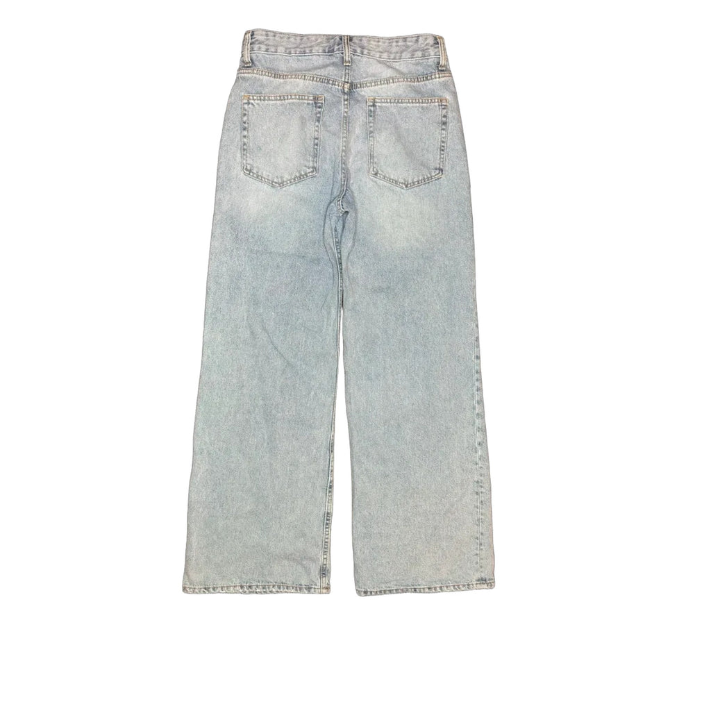 H&M Wide Leg High Waist Jeans Light Blue