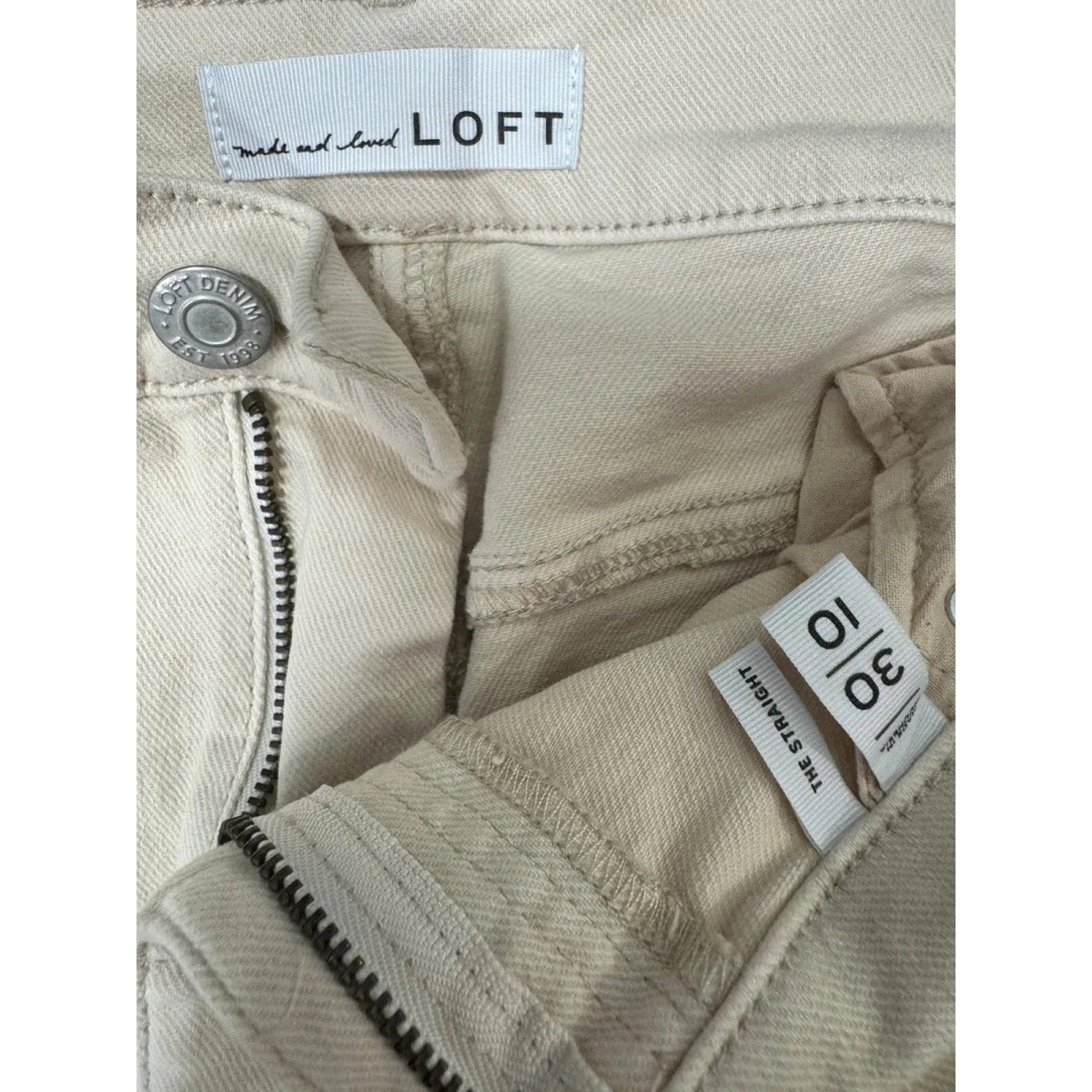 Cream Wide-Leg Denim Jeans Paneled Seams