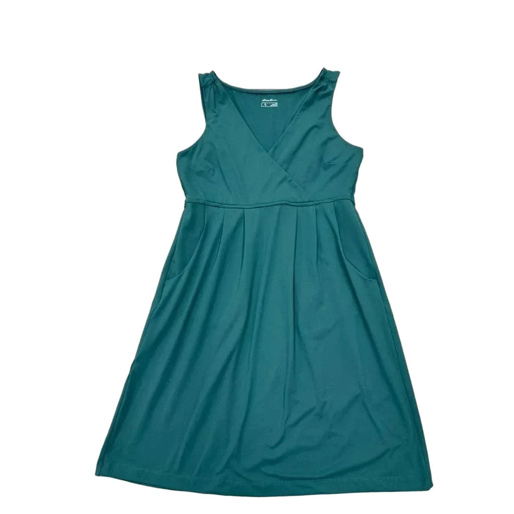 Eddie Bauer Teal Sleeveless Fit & Flare Dress Pockets