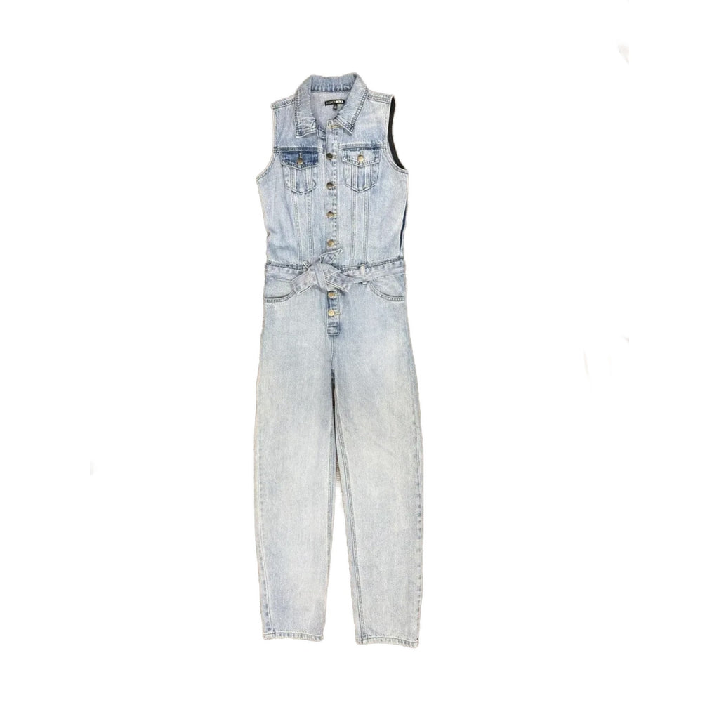 Fashion Nova Sleeveless Denim Jumpsuit Light Blue XS