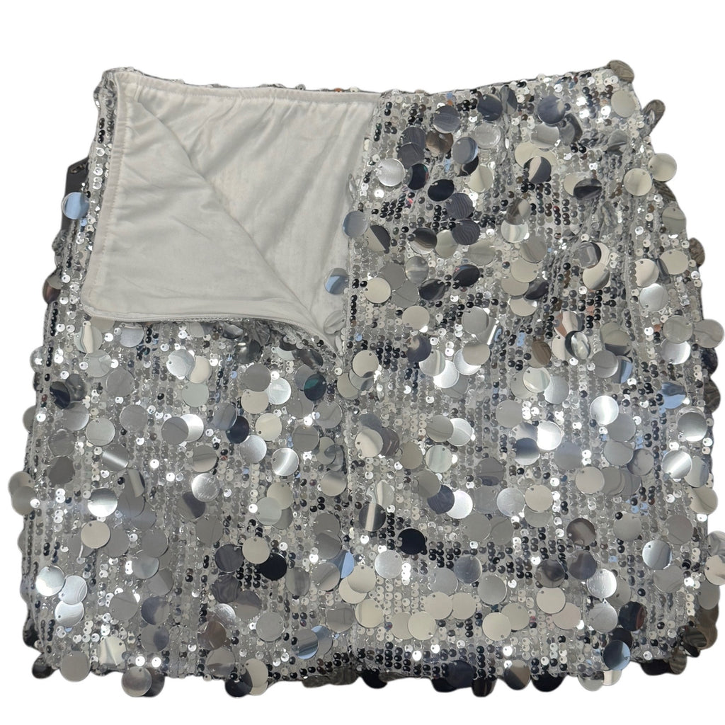 YYA Large Paillette Sequin Mini Skirt Silver