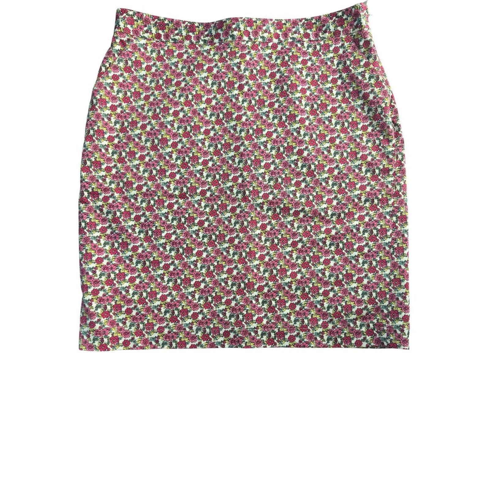 Brooks Brothers Ditsy Floral Linen Blend Pencil Skirt White