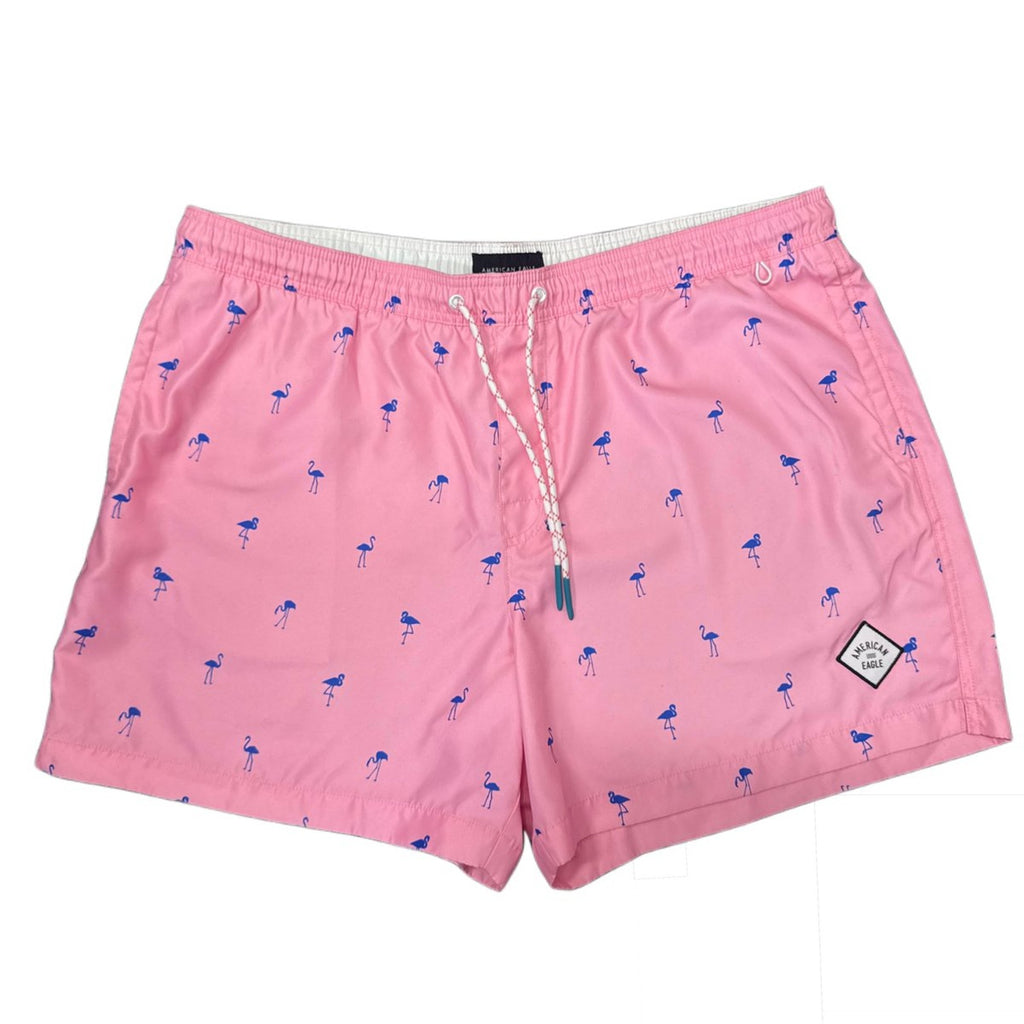 American Eagle Pink Flamingo Print Swim Trunks Size XXL