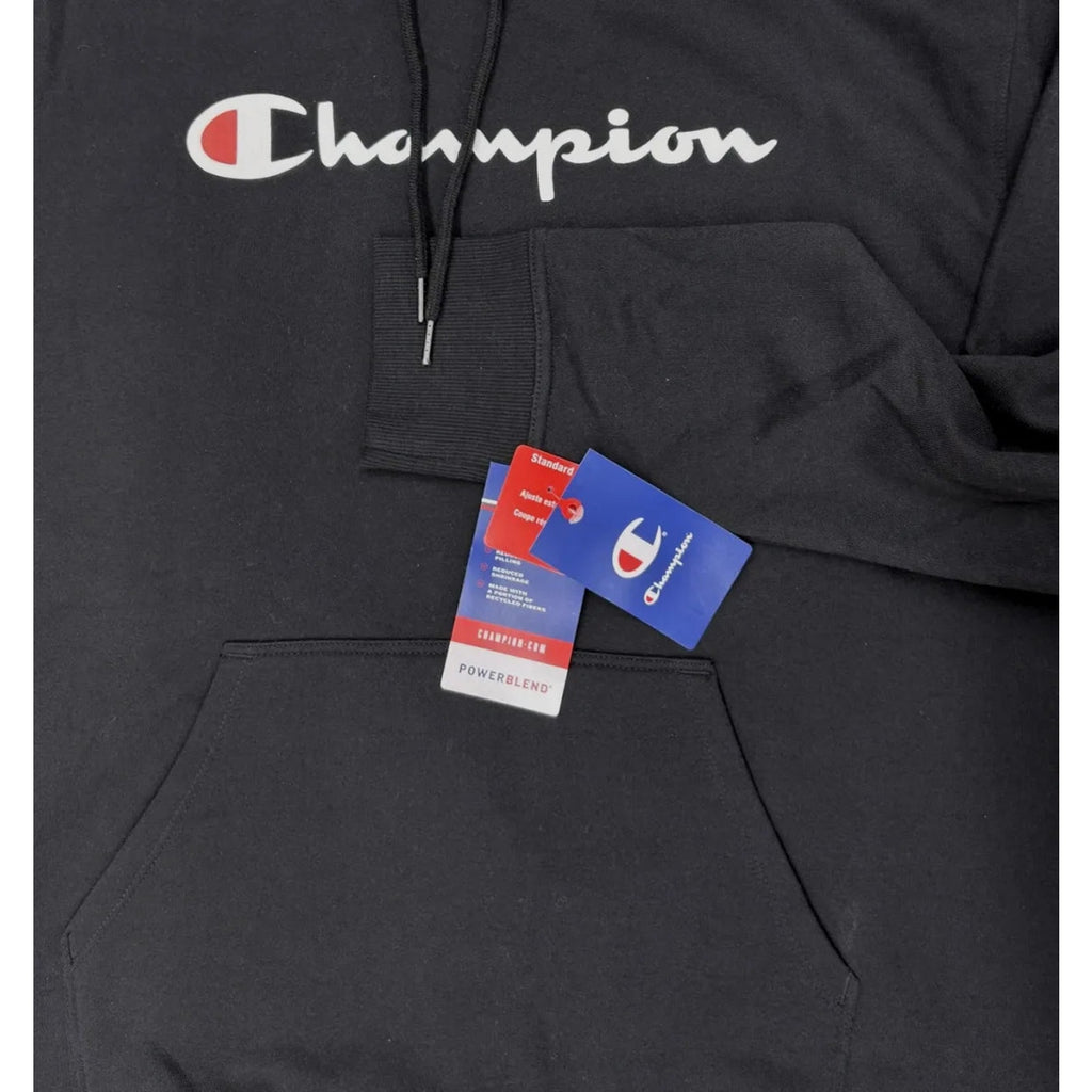 Champion Powerblend Script Logo Pullover Hoodie Black