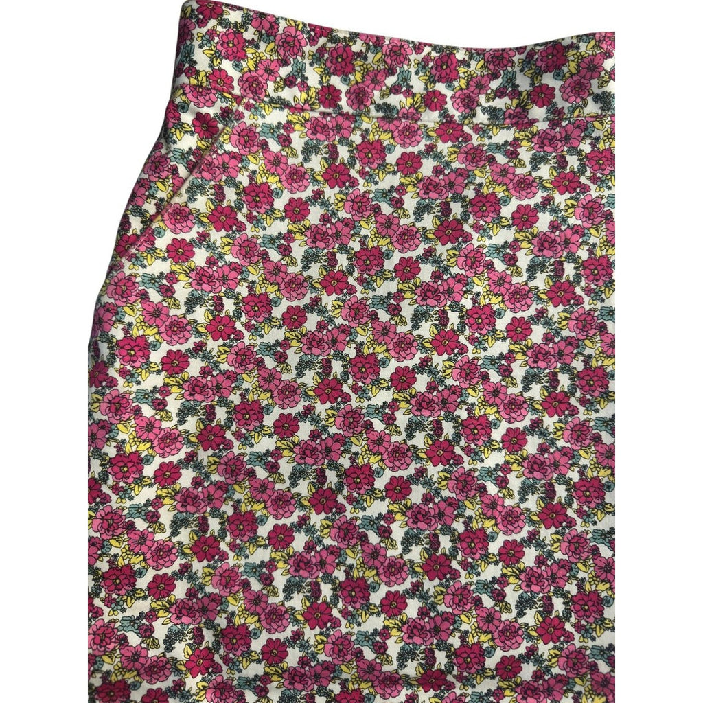 Brooks Brothers Ditsy Floral Linen Blend Pencil Skirt White