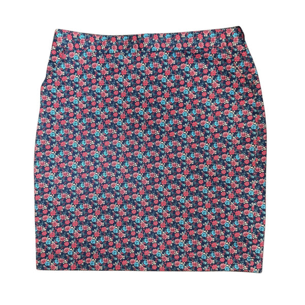 346 Brooks Brothers Floral Print Cotton Pencil Skirt Navy