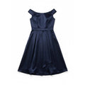 JJ's House Navy Satin A-Line Formal Dress Off-Shoulder
