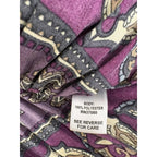 Cato Purple Paisley Pleated Cap Sleeve Blouse XL