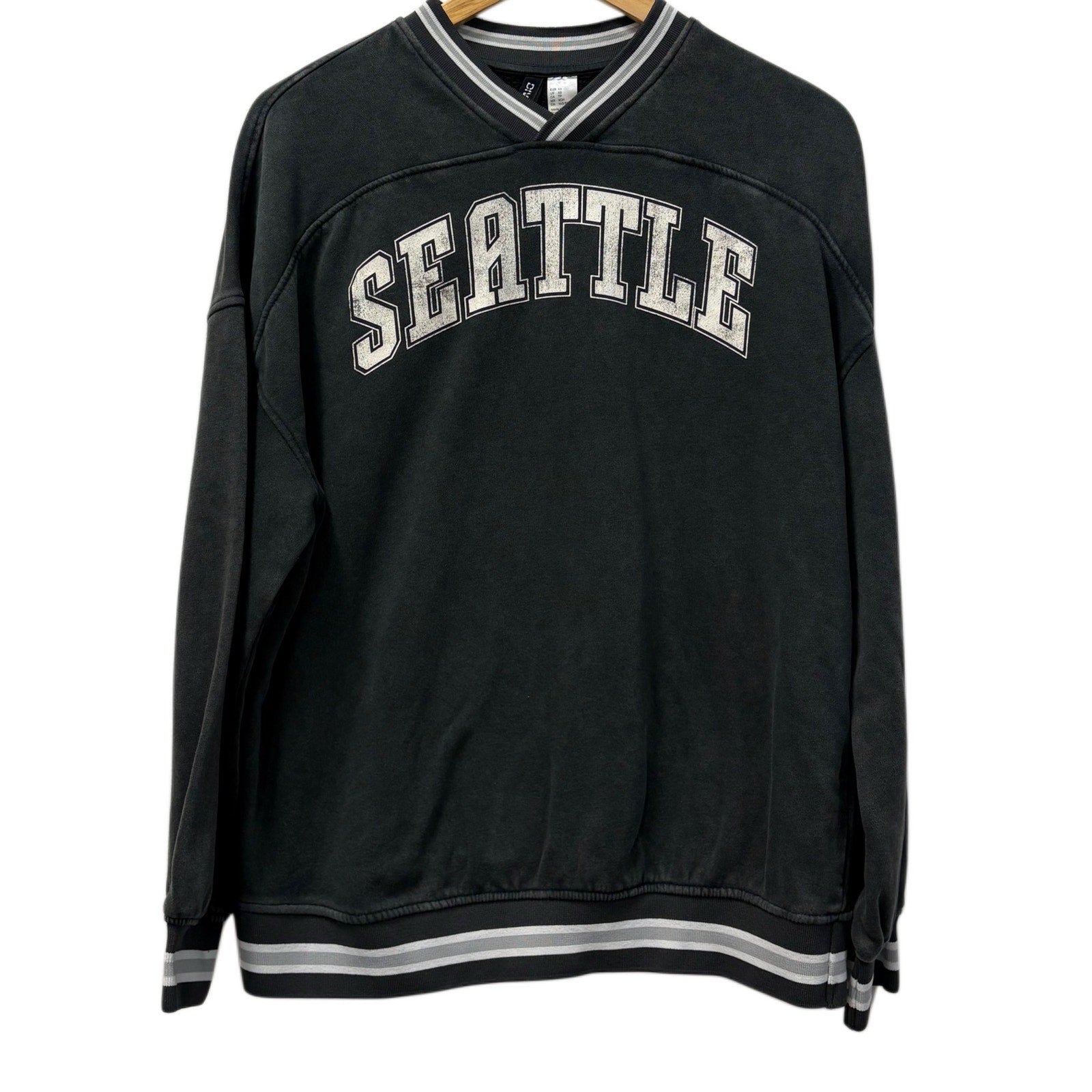 Women XS H&M Seattle Jersey top in black-grey