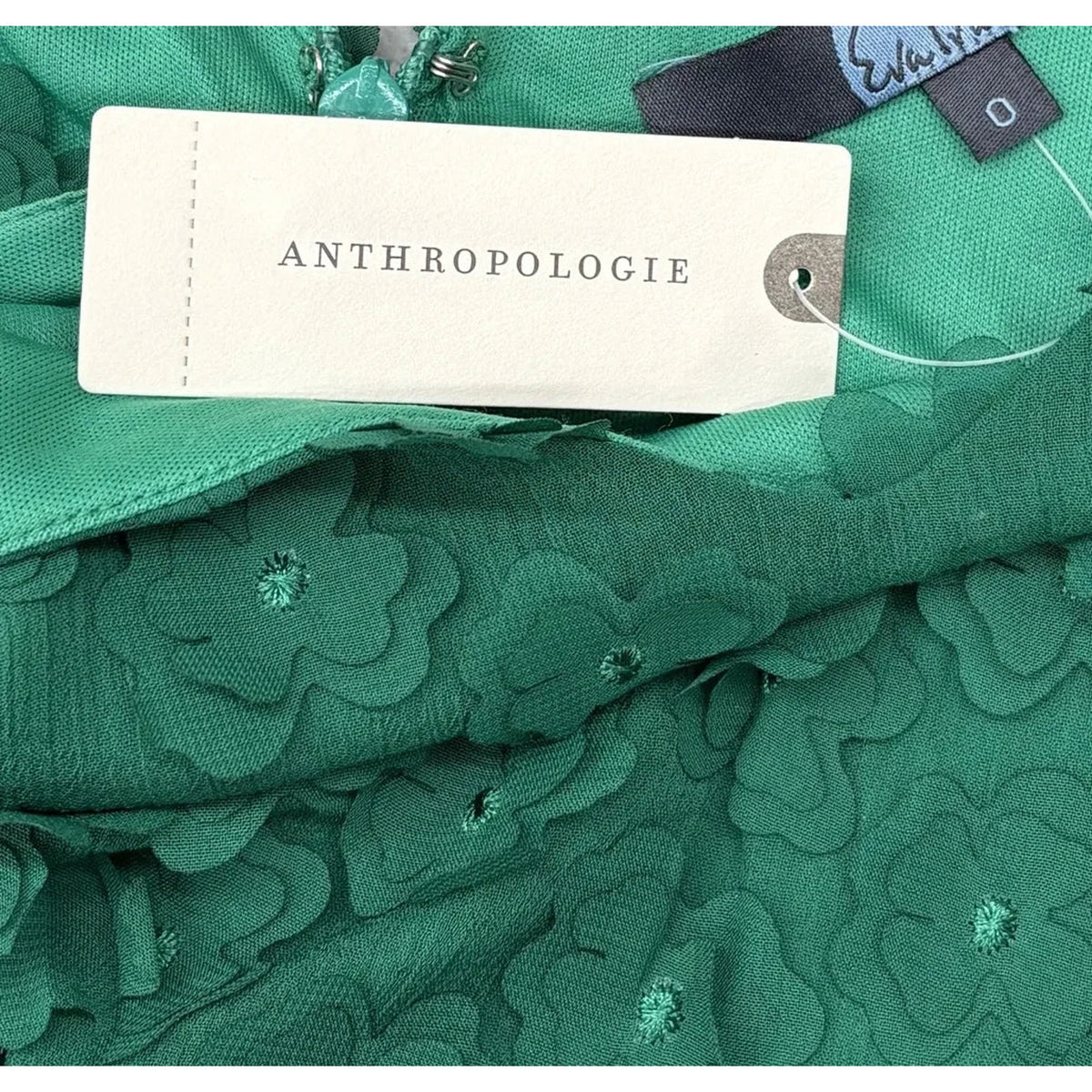 Eva Franco 3D Floral Applique A-Line Midi Dress Green