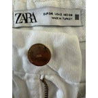ZARA Wide Leg White Denim Jeans High Rise