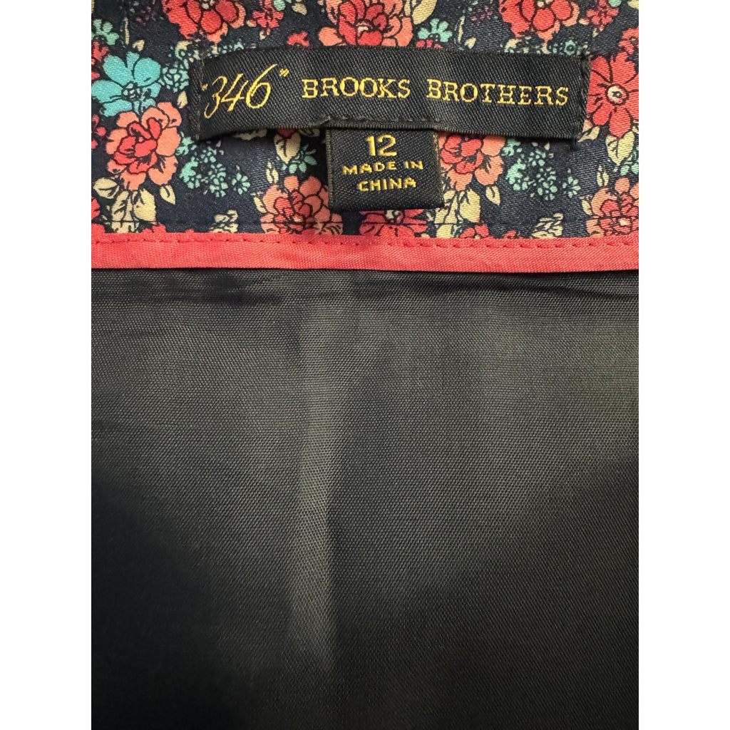 Ditsy Floral Pencil Skirt Navy Coral Teal Print Brooks Brothers Black