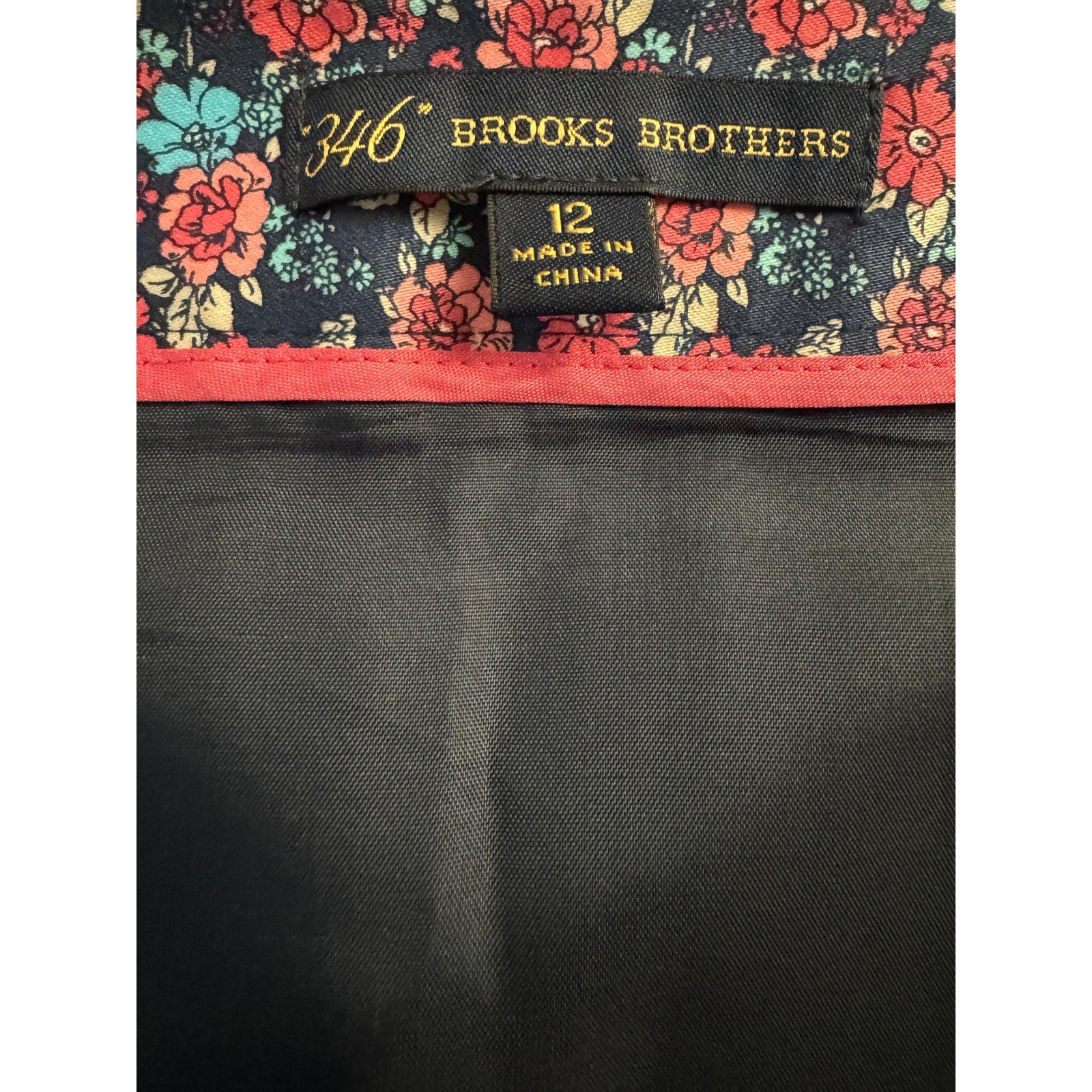 Ditsy Floral Pencil Skirt Navy Coral Teal Print Brooks Brothers Black