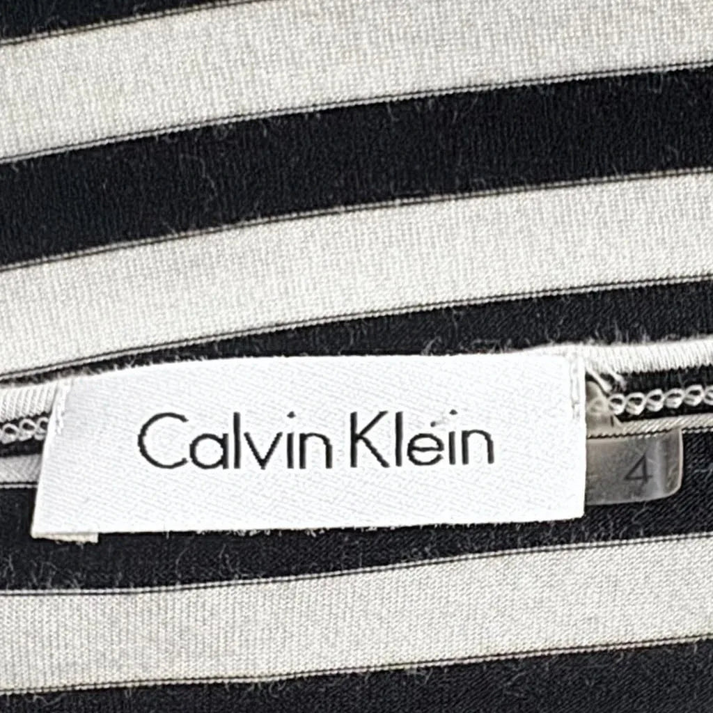 Calvin Klein Black & White Stripe Sleeveless Skater Dress
