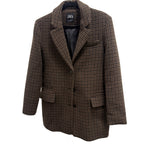 Zara Brown Black Houndstooth Tailored Blazer Jacket Size S Career Casual