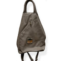 VALENTINA Italy Genuine Italian Pebbled Leather Taupe Sling Backpack Shoulder Bag