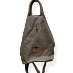 VALENTINA Italy Genuine Italian Pebbled Leather Taupe Sling Backpack Shoulder Bag
