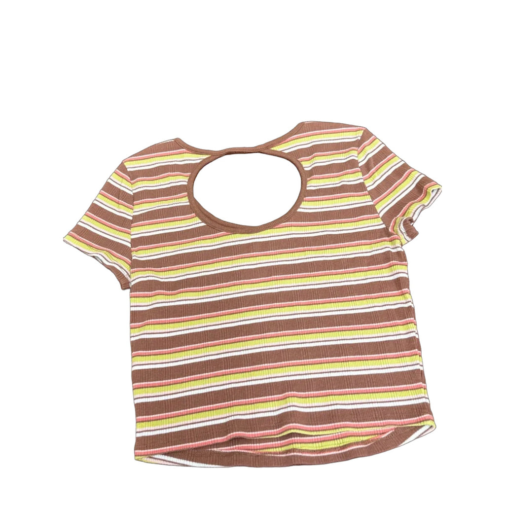 SO Striped Ribbed Open-Back Crop Top