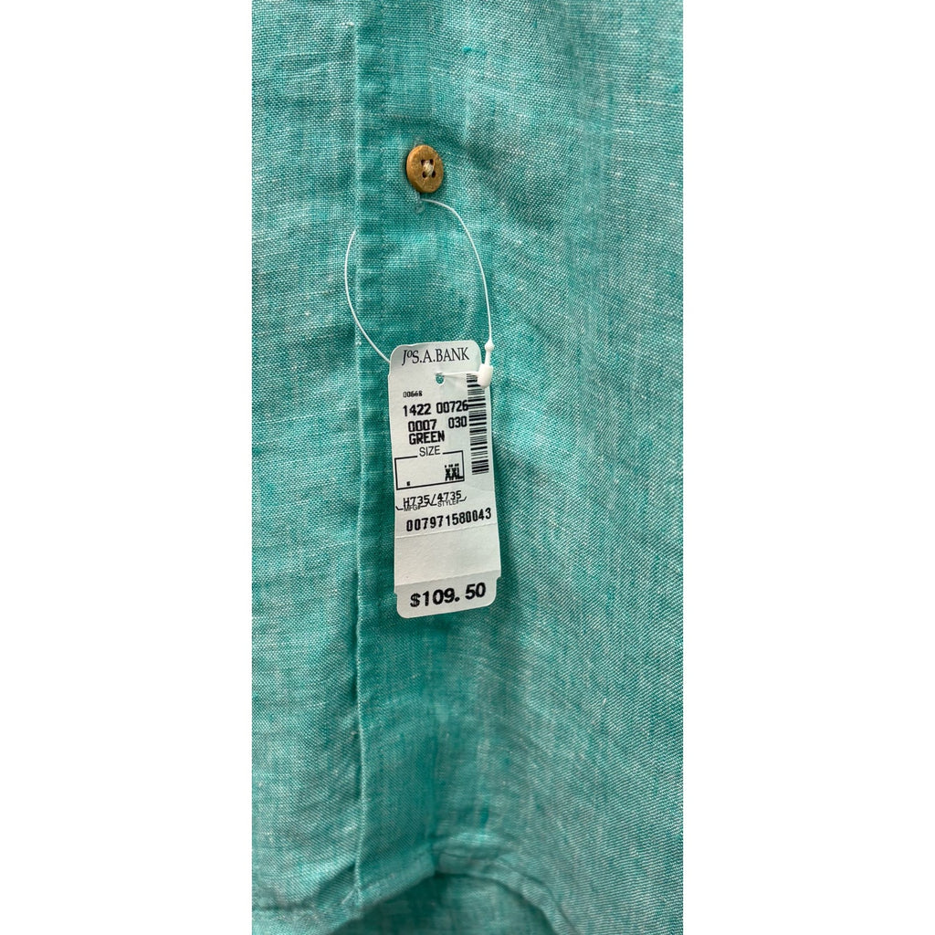 Jos. A. Bank 100% Linen Short-Sleeve Button-Up Shirt Teal