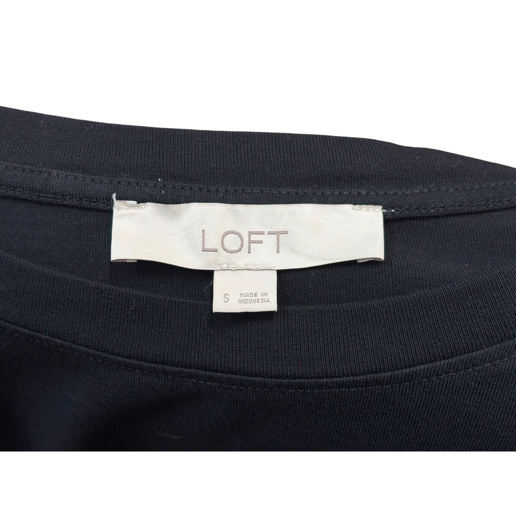 LOFT Ruffle Sleeve Black Top Size S