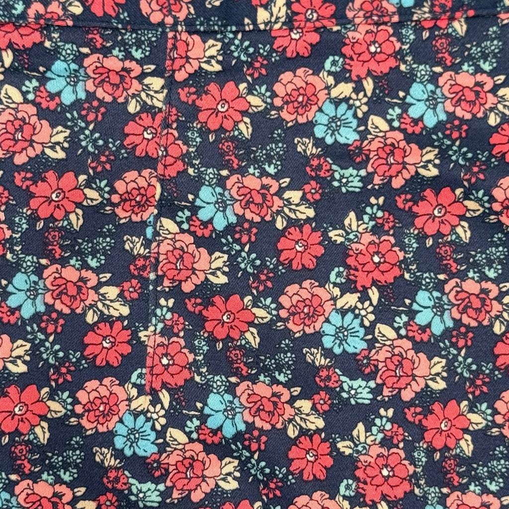 346 Brooks Brothers Floral Print Cotton Pencil Skirt Navy
