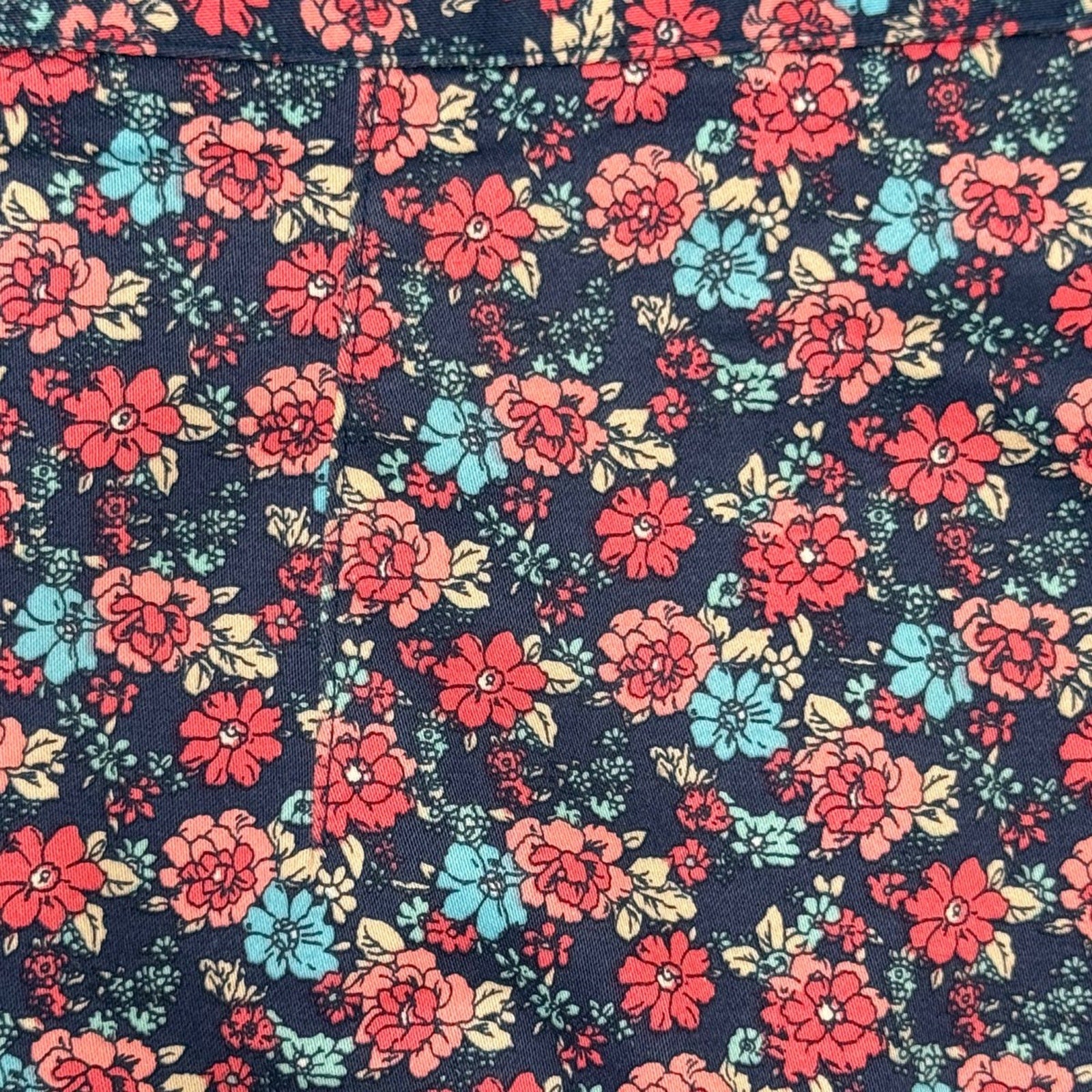 346 Brooks Brothers Floral Print Cotton Pencil Skirt Navy