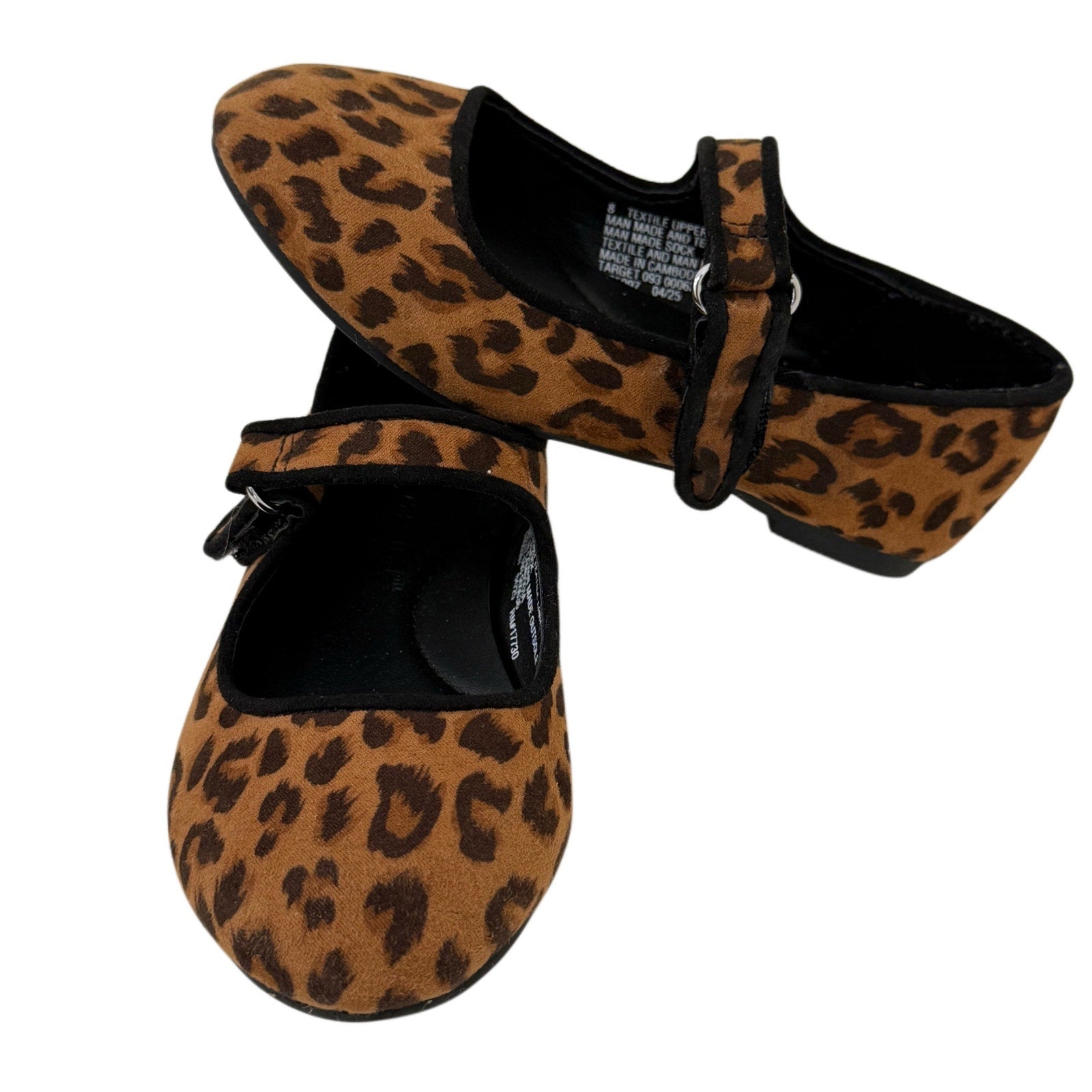 Leopard Print Mary Jane Ballet Flats Brown Black Size 8