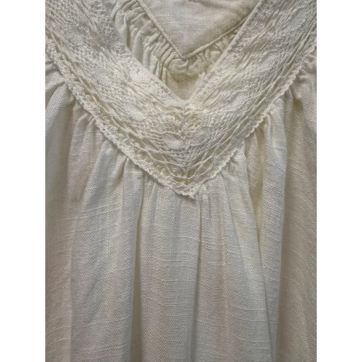 LOFT Ivory Lace Trim V-Neck Peasant Blouse XS