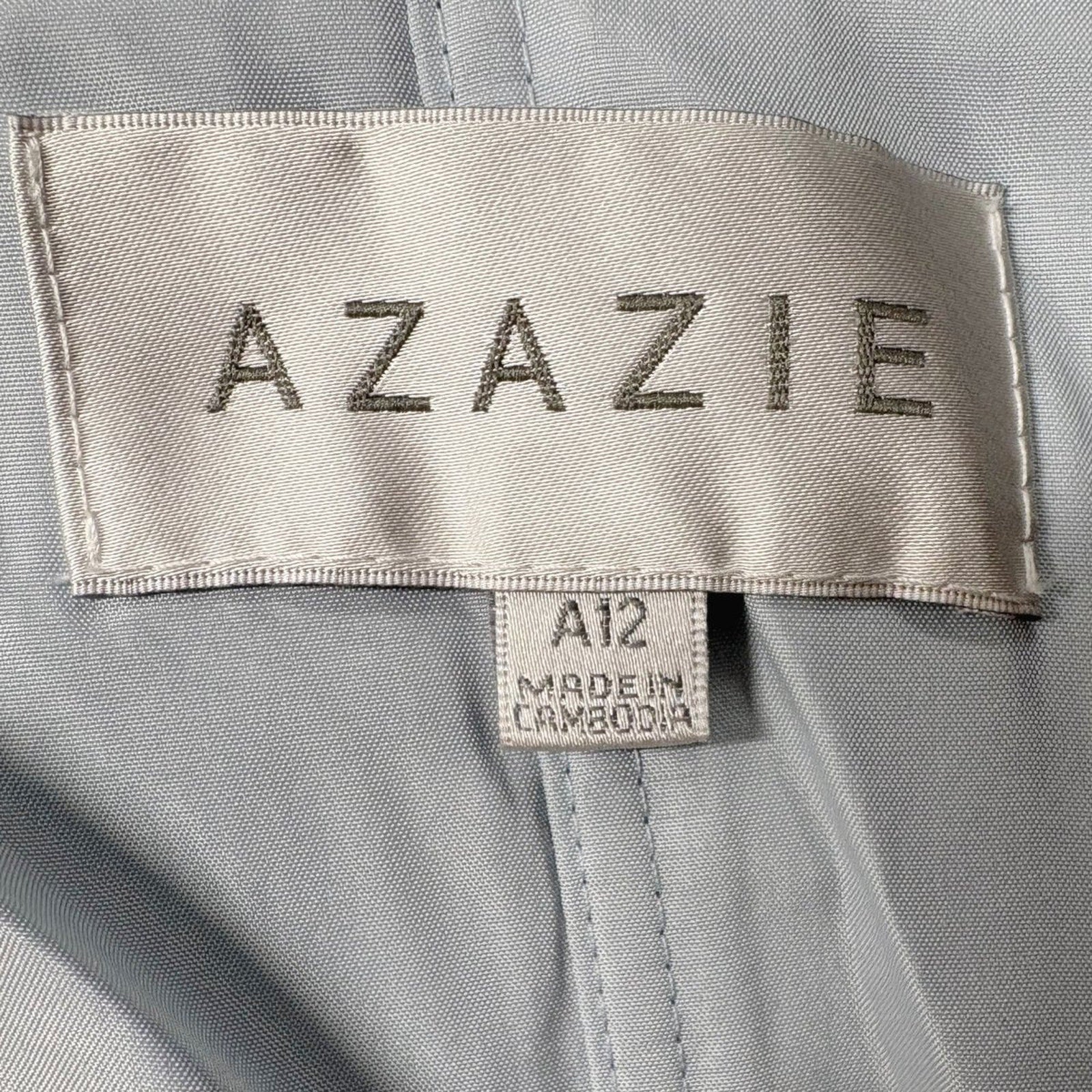 Azazie Chiffon Ruched Bodice Cap Sleeve Bridesmaid Gown Light Blue Size 12