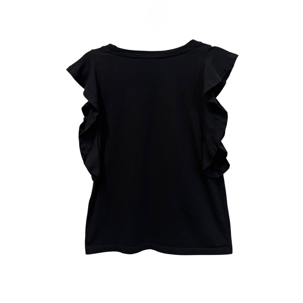 LOFT Ruffle Sleeve Black Top Size S
