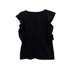 LOFT Ruffle Sleeve Black Top Size S